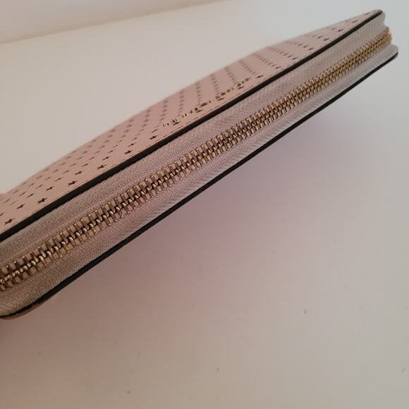 MICHAEL KORS Pink Star Leather Zip Around Wallet Large Clutch 8x4 Logo Classic - Picture 3 of 11